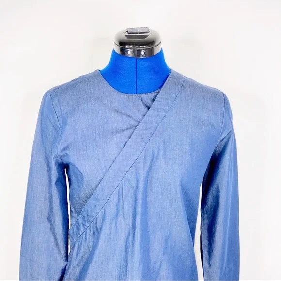 Kate Spade Blue Chambray Wrap Long Sleeve Dress - Picture 3 of 9